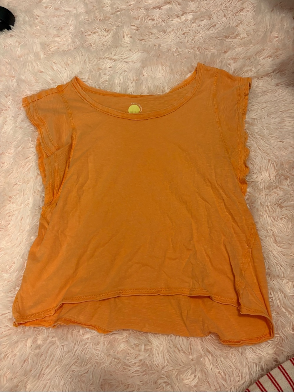 Casual Orange Cap-Sleeve Women's Top